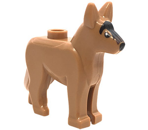 LEGO Mittleres dunkles Fleisch Hund - Alsatian mit Schwarz Augen und Forehead (92586 / 93239)