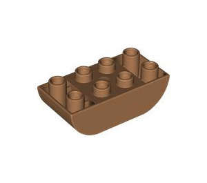 LEGO Mittleres dunkles Fleisch Duplo Backstein 2 x 4 mit Gebogen Unterseite (98224)