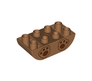 LEGO Medium Dark Flesh Duplo Brick 2 x 4 with Curved Bottom with Bear Feet (1393 / 98224)