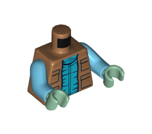 LEGO Medium mørk hud Greedo med Sand Grønn Skin og Hofter Belte Minifigur Overkropp (973 / 76382)