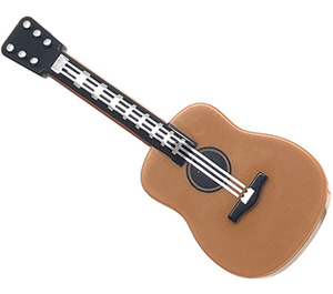 LEGO Beige Moyennement Foncé Guitar avec Argent Strings avec Noir Neck (27989)