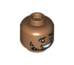 LEGO Medium Dark Flesh Head with Beard and Hair on Back with Zigzag Lines (Recessed Solid Stud) (3626 / 100328)