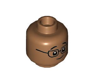LEGO Medium Dark Flesh Head with Glasses and Smile / Tongue Sticking Out (Recessed Solid Stud) (3626 / 89415)