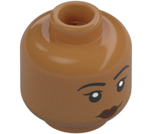 LEGO Medium Mörk Hud Helen Lasichanh Minifigur Huvud (Infälld solid knopp) (3274)