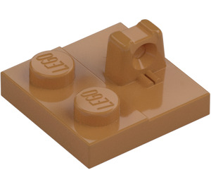 LEGO Mittleres dunkles Fleisch Scharnier Platte 2 x 2 mit 1 Verriegelt Finger auf oben (53968 / 92582)