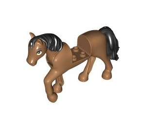 LEGO Mittleres dunkles Fleisch Pferd mit Schwarz Haar und Groß Brown und Weiß Augen (103388)