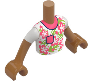 LEGO Medium donker vleeskleurig Leo met Floral Top en Friends Torso (Boy) (73161)