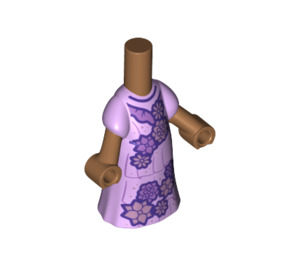 LEGO Medium Dark Flesh Micro Body with Long Skirt with Isabela Purple Flower Dress (83500)