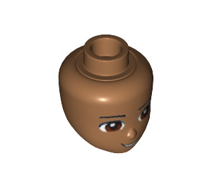 LEGO Beige Moyennement Foncé Minidoll Tête avec Marron Yeux, Noir Lips (14014 / 92198)