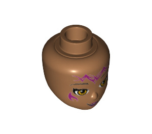 LEGO Medium Dark Flesh Minidoll Head with Light Brown Eyes and Elves Tribal Decoration (19835 / 92198)