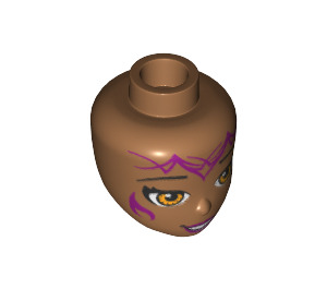 LEGO Medium Dark Flesh Minidoll Head with Magenta Tribal (24993 / 92198)