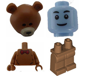 LEGO Medium Dark Flesh Minifig Medium Dark Flesh With Bear Helmet and Red Bow Tie