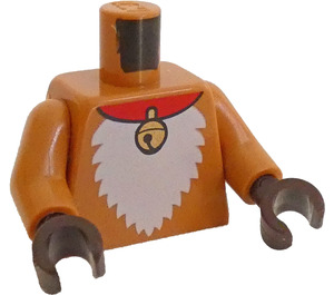 LEGO Medium donker vleeskleurig Minifiguur Torso met Rood Kraag, Gold Sleighbell en Wit Bont Cheast (973)