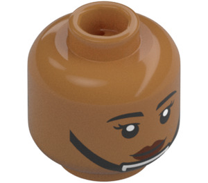 LEGO Medium mørk hud Minifigur Hode med Dekorasjon (Forsenket solid knott) (3274)