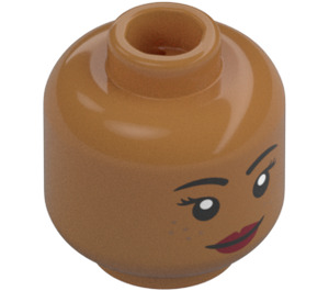 LEGO Mittleres dunkles Fleisch Minifigur Kopf mit Deko (Vertiefte feste Noppen) (3274)