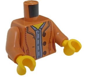 LEGO Mittleres dunkles Fleisch Open Jacke mit Drei Knöpfe over Sand Blau Hemd Weiblich Torso (973 / 76382)