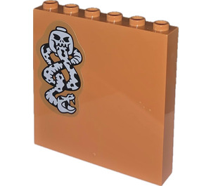 LEGO Medium Dark Flesh Panel 1 x 6 x 5 with Dark Mark (Skull with Snakes) Sticker (59349)