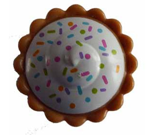 LEGO Medium Donker Vleeskleurig Pie met Wit Cream Filling met Sprinkles (12163)