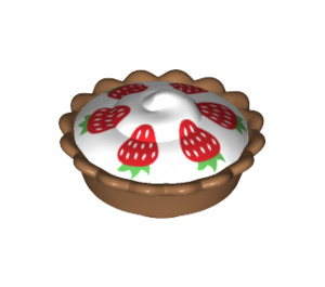 LEGO Mittleres dunkles Fleisch Pie mit Weiß Cream Filling mit Strawberries (12163 / 32800)