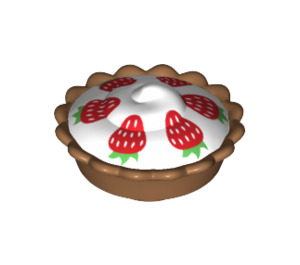 LEGO Medium donker vleeskleurig Pie met Wit Cream Filling met Strawberries (12163 / 32800)