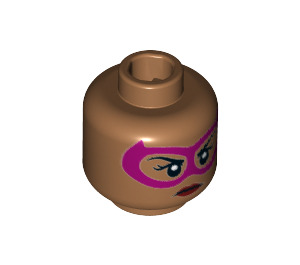 LEGO Carne medio scuro Rosa Power Batgirl Minifigure Testa con Magenta Maschera (Perno solido incassato) (3626 / 29700)