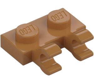 LEGO Mittleres dunkles Fleisch Platte 1 x 2 mit Horizontal Clips (Clips mit flacher Vorderseite) (60470)