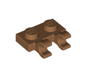 LEGO Mittleres dunkles Fleisch Platte 1 x 2 mit Horizontal Clips (flache Clips) (60470)