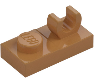 LEGO Mittleres dunkles Fleisch Platte 1 x 2 mit oben Clip ohne Lücke (44861)