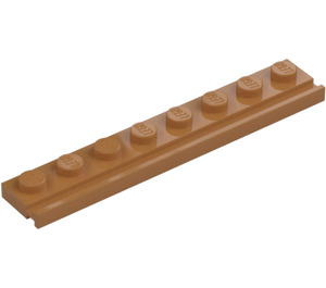 LEGO Carne medio scuro Piastra 1 x 8 con Porta Guida (4510)