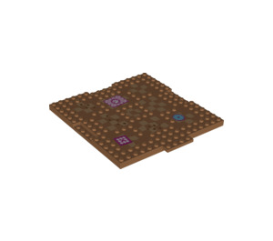 LEGO Medium Mörk Hud Platta 16 x 16 x 0.7 med Paw Prints och Rugs (26240)