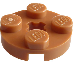 LEGO Medium Dark Flesh Plate 2 x 2 Round with Axle Hole (with '+' Axle Hole) (4032)