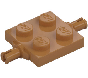 LEGO Mittleres dunkles Fleisch Platte 2 x 2 mit Zwei Rad Holders (4600 / 67687)