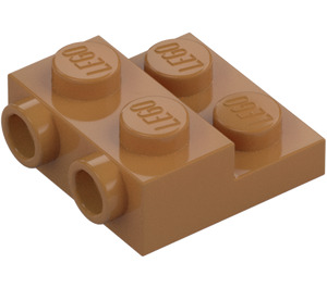 LEGO Keskitumma ihonvärinen Levy 2 x 2 x 0.7 jossa 2 Nupit päällä Sivu (4304 / 99206)