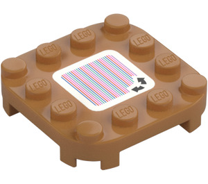 LEGO Medium Dark Flesh Plate 4 x 4 x 0.7 with Rounded Corners and Empty Middle with 2 Arrows Scanner Code (1625 / 109704)