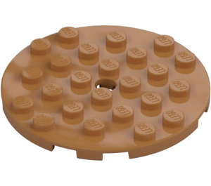 LEGO Medium Mörk Hud Platta 6 x 6 Runda med Stift Hål (11213)