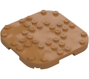 LEGO Medium Dark Flesh Plate 8 x 8 x 0.7 with Rounded Corners (66790)