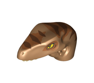 LEGO Medium Dark Flesh Raptor Dinosaur Head with Orange and Brown Stripes (11853 / 11864)