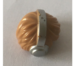 LEGO Beige Moyennement Foncé Court Cheveux ébouriffés avec Argent Casque Audio (10651 / 50555)