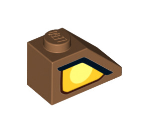 LEGO Medium Dark Flesh Slope 1 x 2 (45°) with Yellow eye right (3040 / 29136)