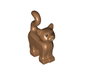 LEGO Medium Dark Flesh Standing Cat with Long Tail with Angry Face and Tan Chin (39280 / 80829)