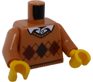 LEGO Medium mørkt kød Sweater med Diamant Mønster og hvid Skjorte Torso (973 / 76382)