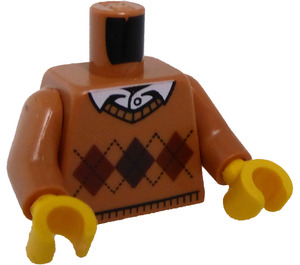 LEGO Medium Dark Flesh Sweater with Diamond Pattern and White Shirt Torso (973 / 76382)