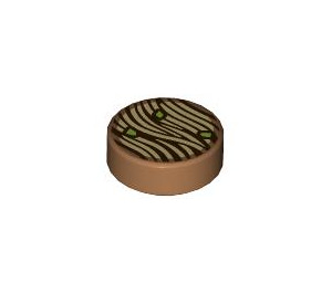 LEGO Medium Dark Flesh Tile 1 x 1 Round with Noodles and Green (35380 / 105994)