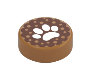 LEGO Medium Dark Flesh Tile 1 x 1 Round with Paw Print (26819 / 98138)