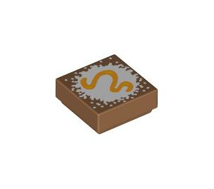 LEGO Medium Dark Flesh Tile 1 x 1 with Snake / Curved Line / Food with Groove (3070 / 106659)