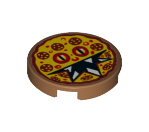 LEGO Beige Moyennement Foncé Tuile 2 x 2 Rond avec Pizza Face avec porte-tenon inférieur (14769 / 29311)