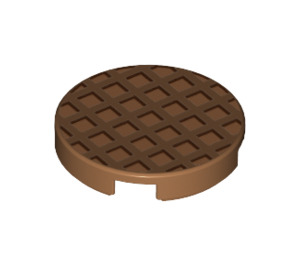LEGO Medium Dark Flesh Tile 2 x 2 Round with Waffle with Bottom Stud Holder (14769 / 20730)