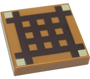 LEGO Medium Dark Flesh Tile 2 x 2 with Minecraft Crafting Table Grid with Groove (3068 / 19177)