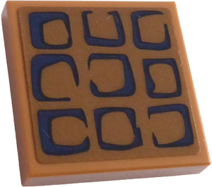 LEGO Medium Dark Flesh Tile 2 x 2 with Square Waffle Pattern Sticker with Groove (3068)
