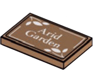 LEGO Medium Dark Flesh Tile 2 x 3 with ‘Arid Garden’ and Leaves Sticker (26603)